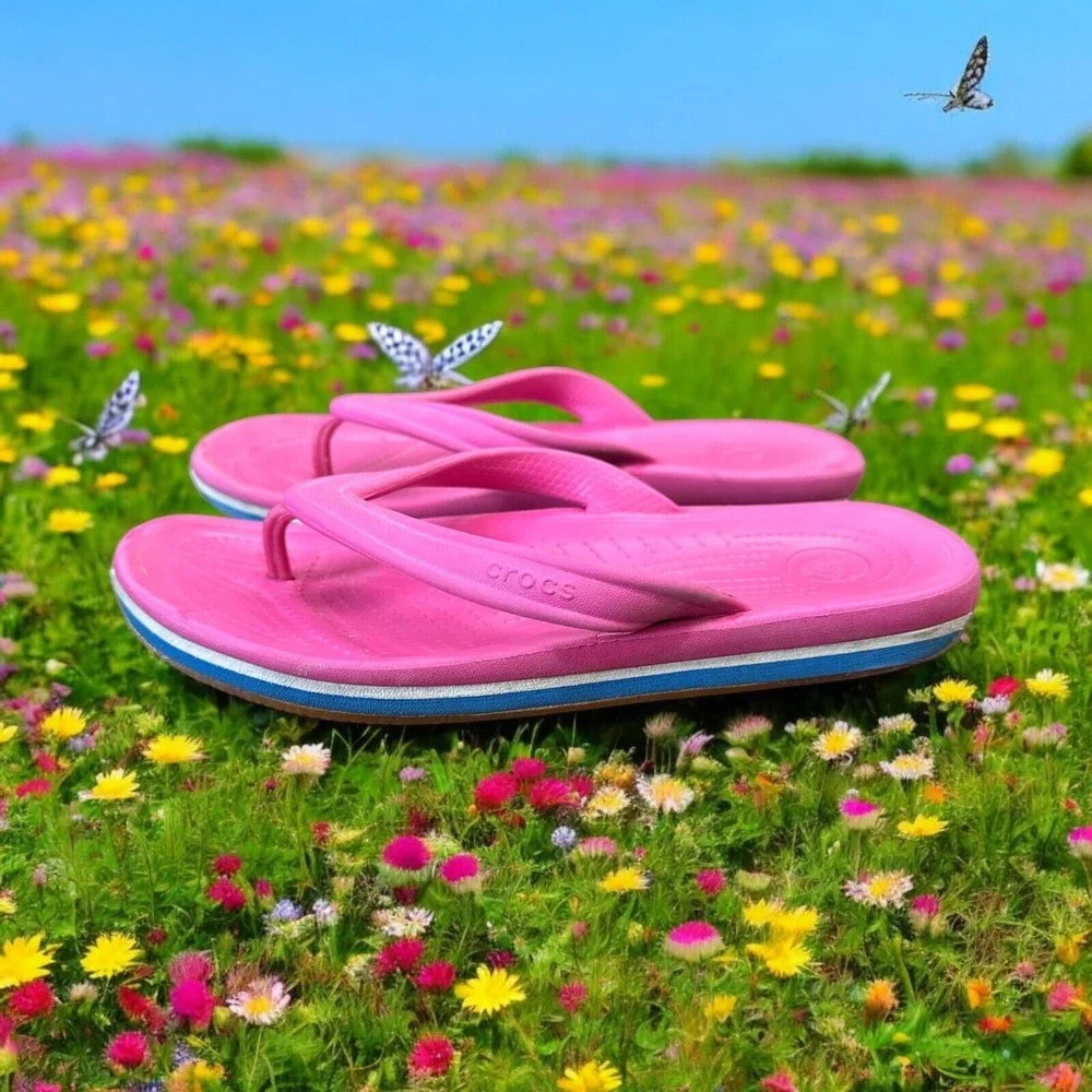 Rare Style Crocs Crocband Pink Flip Flop Sandals Comfort‎ Spring Women's Size 7